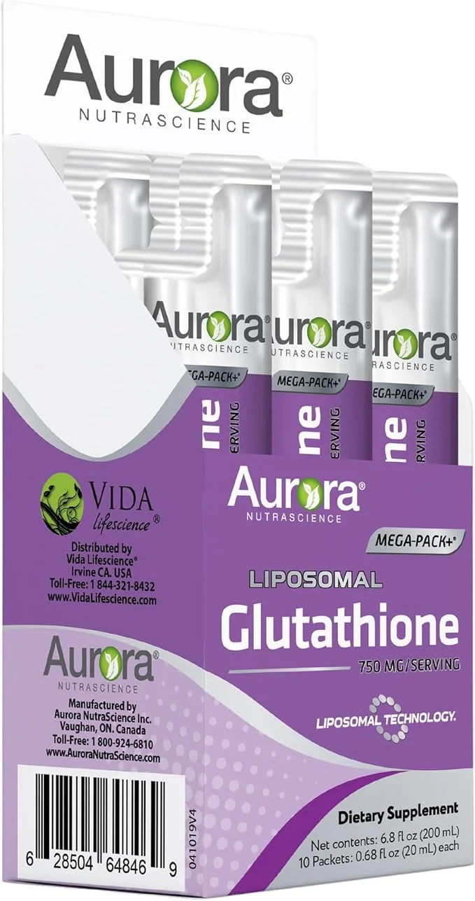 Aurora Nutrascience Mega-Liposomal Liquid Glutathione, Immune System Support, Antioxidant, 750 mg per Serving, 10 Single-S...