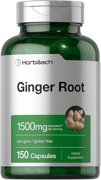 Horbäach Ginger Root Capsules 1500 mg 150 Pills