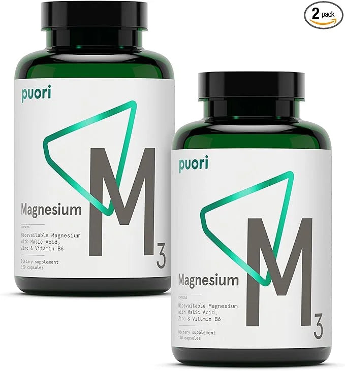 Puori Organic Magnesium Zinc Supplement 300mg - 240 Vegan M3 Complex B6
