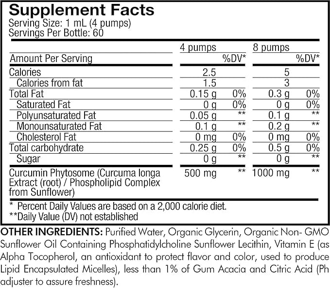 Codeage Liposomal Curcumin Phytosome Liquid Supplement, Turmeric Curcumin Vegan Liquid Drops, Plant-Based Curcuma Longa Dr...