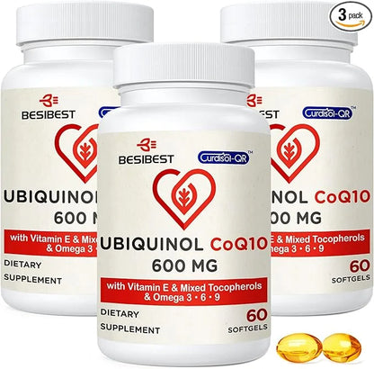 Ubiquinol CoQ10-600mg-Softgel, Active Coq10 Ubiquinol Supplement 3, 6, 6, 9, 9, High Absorption-Coenzyme-Q10, Powerful 180...