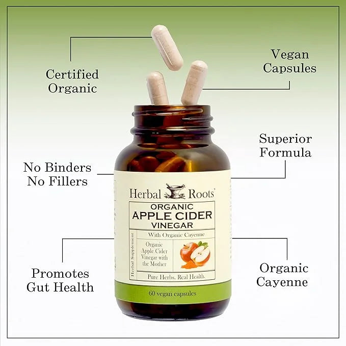 Herbal Roots Organic Apple Cider Vinegar 650 mg 60 Vegan