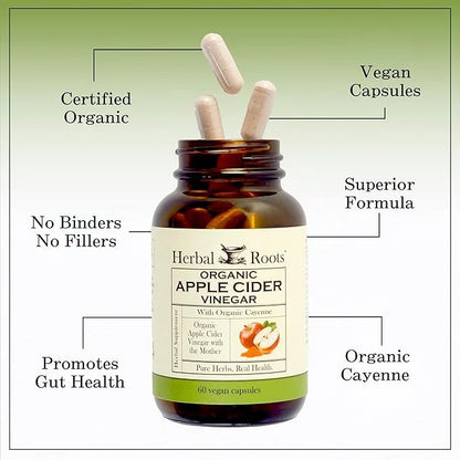 Herbal Roots Organic Apple Cider Vinegar 650 mg 60 Vegan
