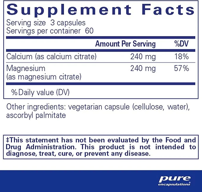 Pure Encapsulations Calcium Magnesium (Citrate) 240 g 240 g 180 Capsules