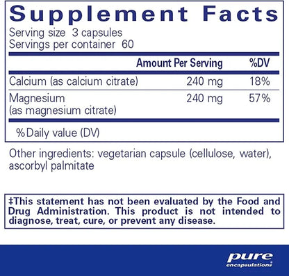 Pure Encapsulations Calcium Magnesium (Citrate) 240 g 240 g 180 Capsules
