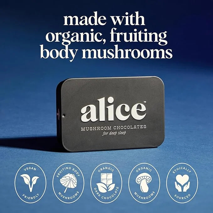 Alice Mushrooms Nightcap | Mushroom Chocolates | Supports Deep Sleep, Calm Mind, and Stress Relief - Reishi & L-Theanine |...