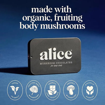 Alice Mushrooms Nightcap | Mushroom Chocolates | Supports Deep Sleep, Calm Mind, and Stress Relief - Reishi & L-Theanine |...