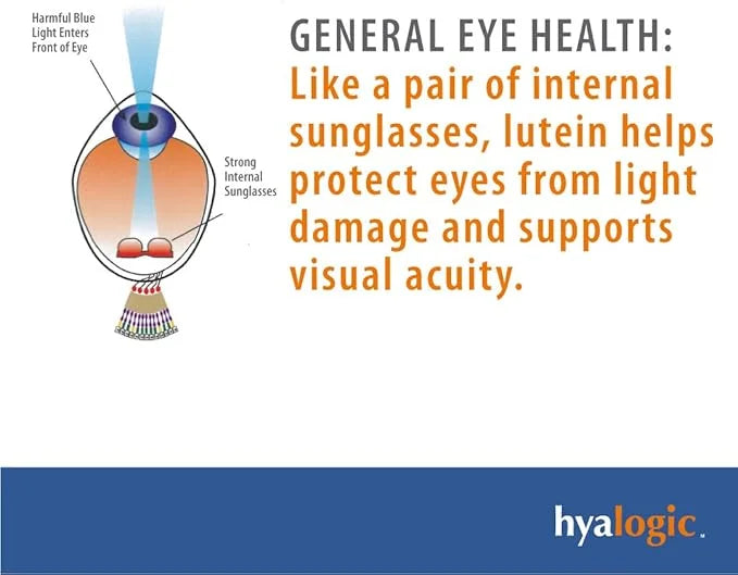 Hyalogic HylaVision Eye Health Supplement - Hyaluronic Acid, Lutein and Zeaxanthin Supplements – Contains Eye Vitamins A, ...