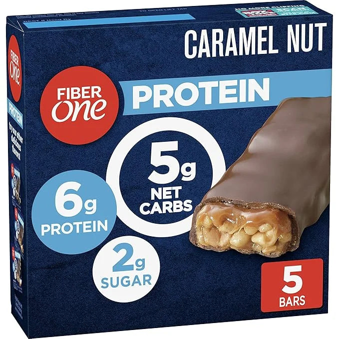 Fiber One Chewy Protein Bars, Caramel Nut, Protein Snacks, 1.17 oz, 5 ct - Product Image
