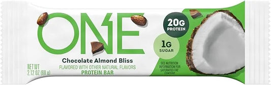 ONE Protein Bars, Almond Bliss, Gluten Free with 20g Protein and 1g Sugar, Pantry Staples, 2.12 oz (12 Pack), Packaging Ma...