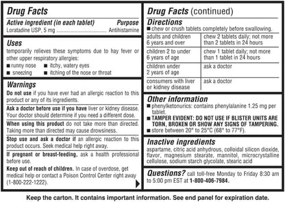 Ohm Children’s Chewable Tablets, Dye Free, 24h Relief 5mg, 60 60 Tablets