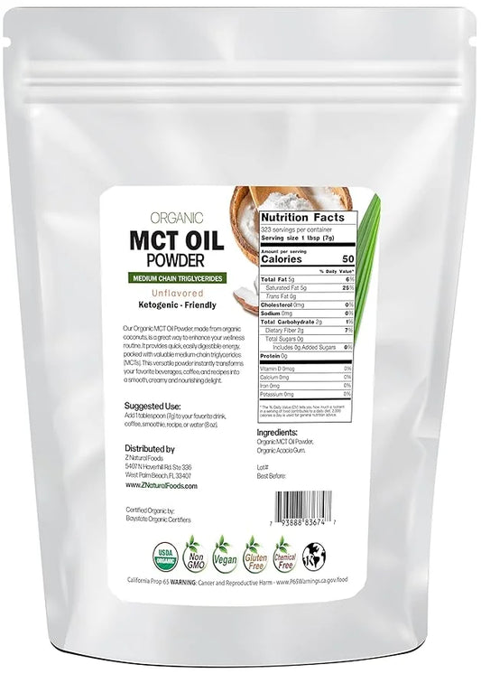 Z Natural Foods Organic MCT Oil Powder - 5 lbs | From Coconut Oil with Prebiotic Fiber | C8 and C10 | Natural Plant Based ...