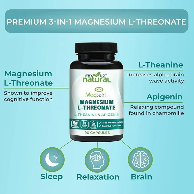 Magnesium L-Threonate Complex with Apigenin and 90 Capsules,
