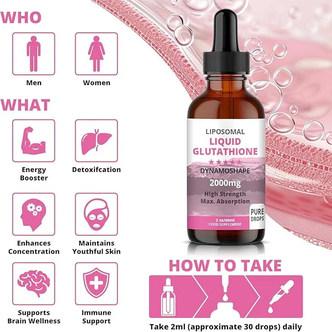 Liposomal Glutathione 2000mg with Vitamin C, Oral Glutathione Liquid, Antioxidant Supplement for Detox, Superior Absorptio...