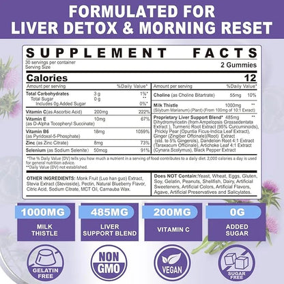 Liver Cleanse Detox & Repair Gummies, 1000mg (80% (80% Silymarin), 120Cts