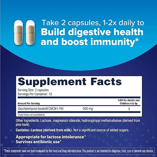 Florastor Probiotics for Digestive & Immune 20 Capsules, 1 Probiotic