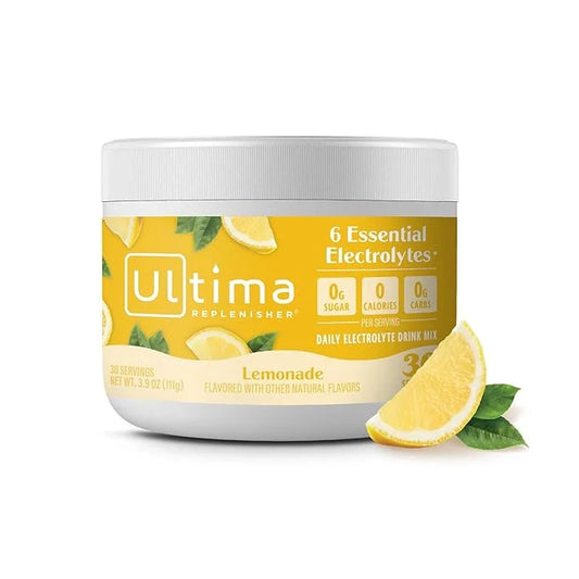 Ultima Replenisher Daily Electrolyte Powder Drink Mix – Lemonade, 30 Servings – Hydration Powder with 6 Key Electrolytes a...