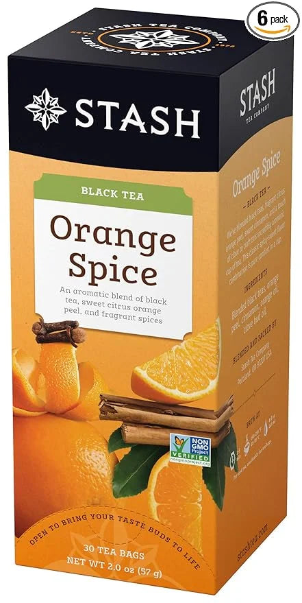Stash Tea Orange Spice Black Tea - Caffeinated, Non-GMO Project Verified Premium Tea with No Artificial Ingredients, 30 Co...