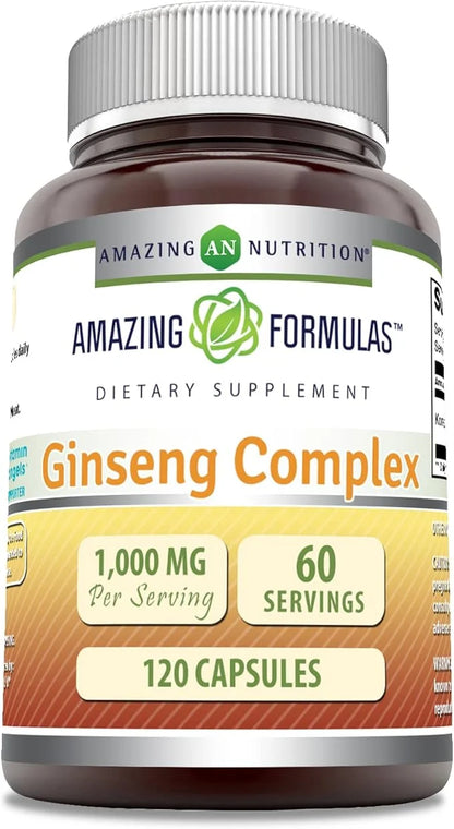 Amazing Formulas Ginseng Complex 1000mg of 4:1 Korean 120 Capsules