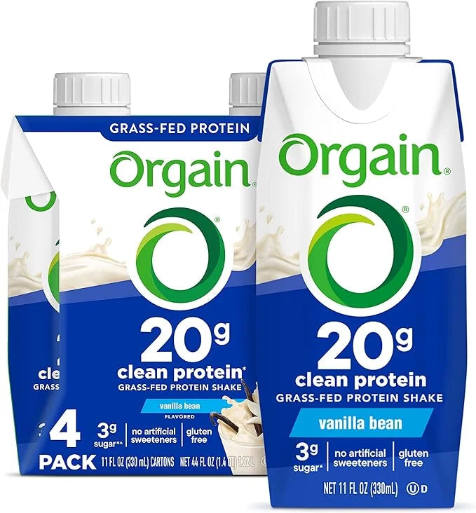 Orgain Clean Protein Shake, Grass Fed Dairy, Vanilla Bean - 20g Whey High Protein, Kosher, Ready to Drink, Low Net Carbs, ...
