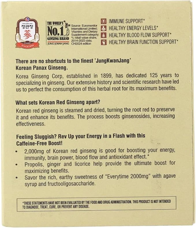 JungKwanJang Ginseng Everytime Extract Stick 2000mg, Brain 60 Count