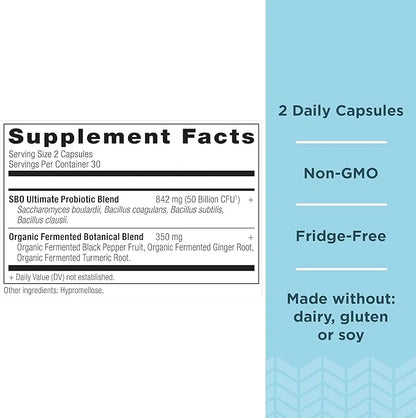 Ancient Nutrition Probiotics, SBO Probiotics Ultimate 50 Billion 60 Capsules (2 Pack)
