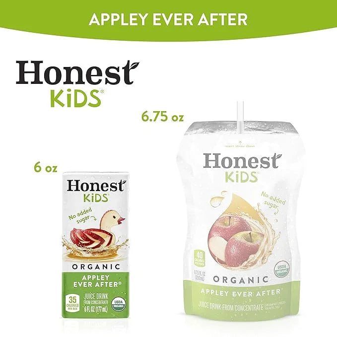 Honest Kids Appley Ever After, Organic Juice Drink, 6 Fl oz Juice Boxes, Pack Of 40, Apple - Product Image