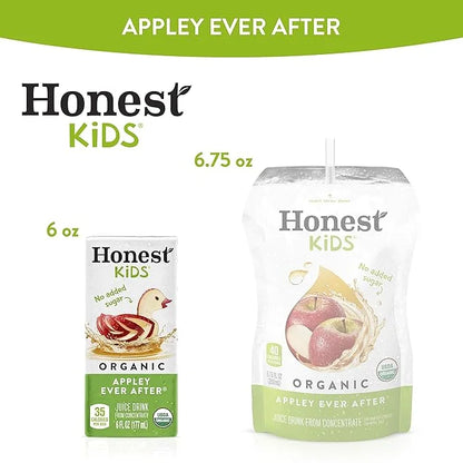 Honest Kids Appley Ever After, Organic Juice Drink, 6 Fl oz Juice Boxes, Pack Of 40, Apple - Product Image