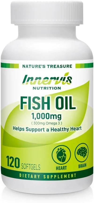 Fish Oil 1000mg Supplement – 120 Softgels Omega-3 Support Heart Brain Eye Health EPA and DHA Non-GMO Gluten Free - Product...