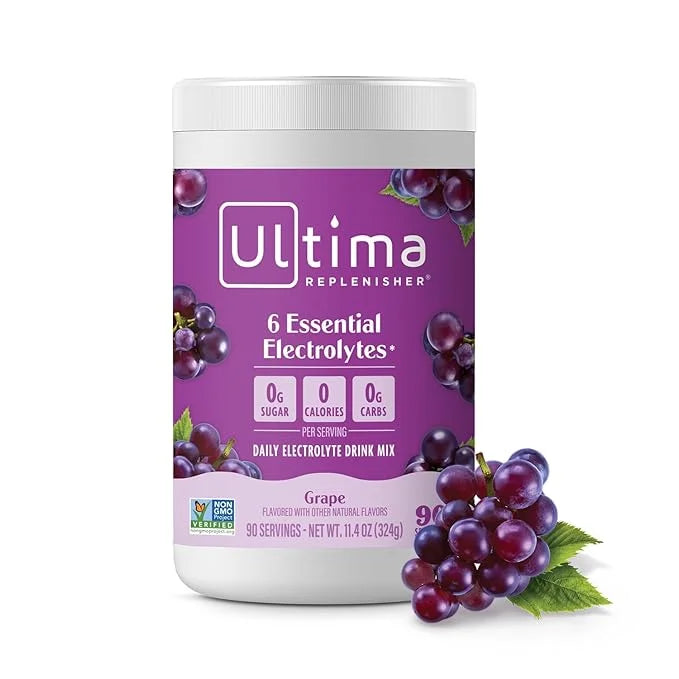 Ultima Replenisher Daily Electrolyte Powder Drink Mix – Grape, 90 Servings – Hydration Powder with 6 Key Electrolytes and ...