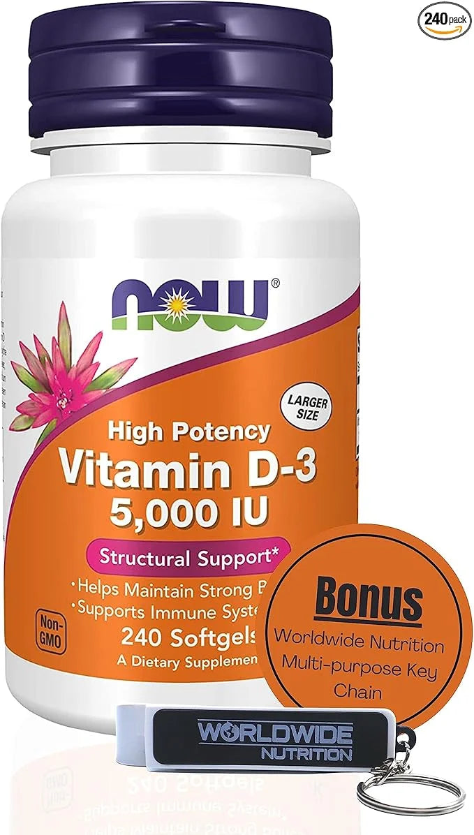Worldwide Nutrition Now Supplements Vitamin D3 5000 IU 240 Count