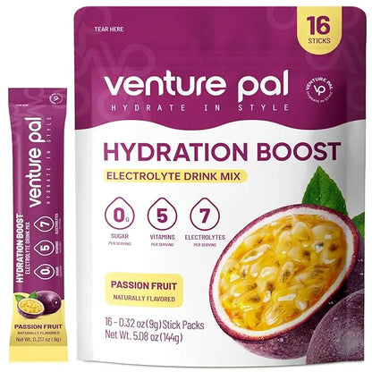 Venture Pal Sugar Free Electrolyte Powder Packets - Liquid Daily IV Drink Mix for Rapid Hydration & Party Recovery | 5 Vit...