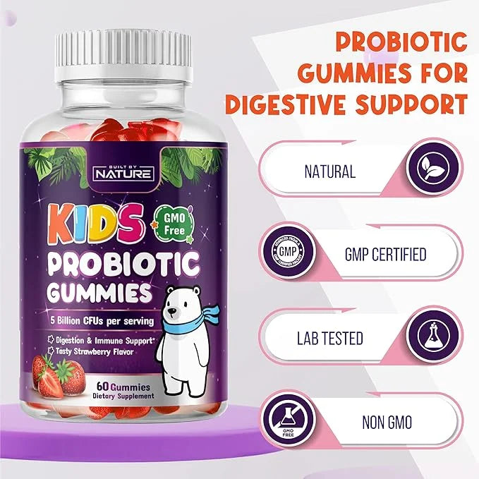 Built by Nature Kids Probiotic Gummies 6 Diverse 60 Gummies