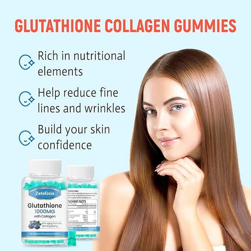2 Pack Glutathione Collagen Gummies, Collagen 120 Count
