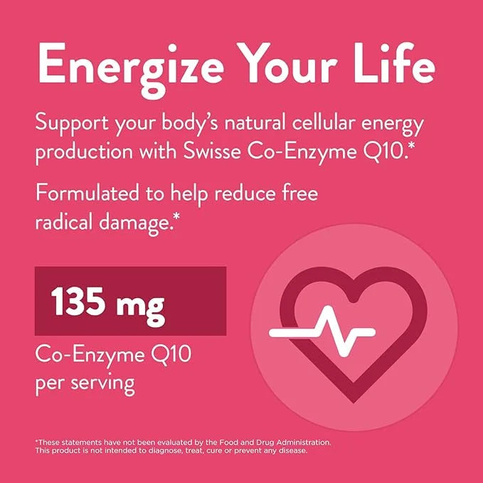 Swisse CoQ10 Supplement Co-Enzyme Q10 Q10 Supports CQ10 Antioxidant 10 Supplement 135 mg 180 Mini
