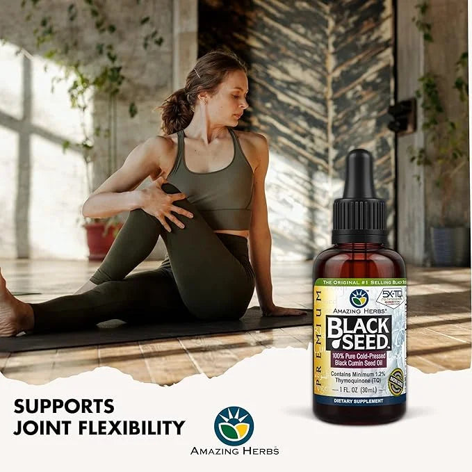 Amazing Herbs Premium Black Seed Oil - Cold Pressed Nigella Sativa Aids in Digestive Health, Immune Support, Brain Functio...