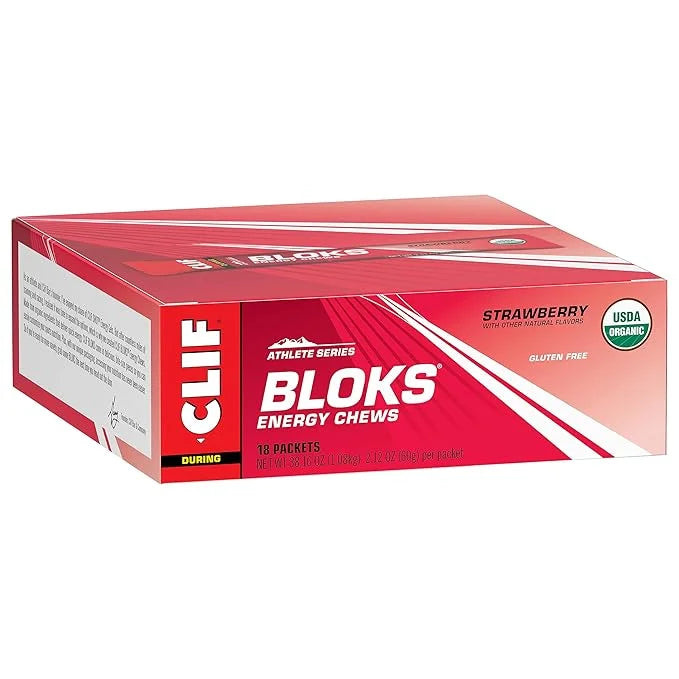 CLIF BLOKS - Strawberry Flavor - Energy Chews - Non-GMO - Plant Based - Fast Fuel for Cycling and Running - Quick Carbohyd...