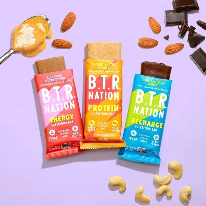 B.T.R. Bar Superfood Keto Protein Bars, Plant Based Vegan Protein, Low Carb Food, Low Calorie, Gluten Free, No Sugar Alcoh...
