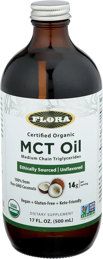 Flora Health MCT Oil Organic Energy Boost, C8 Caprylic & C10 Capric Acids, Keto, Kosher, Non-GMO Verified, 100% from Ethic...