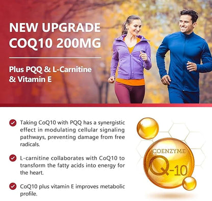 NATURE TARGET CoQ10-200mg with PQQ L-Carnitine Omega-3s, High Coenzyme-Q10 with 120 Servings
