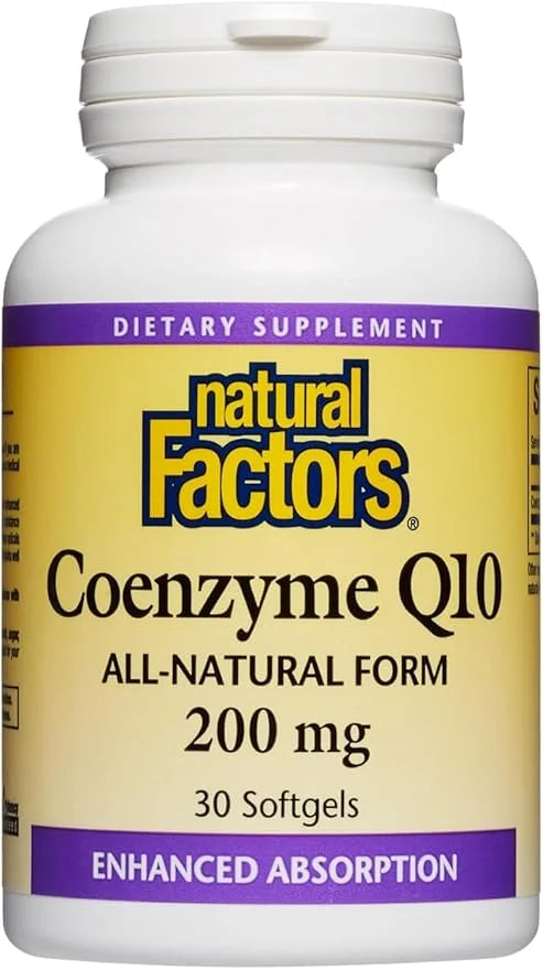 Natural Factors Coenzyme Q10 200 mg, Q10 Supplement 30 Softgels