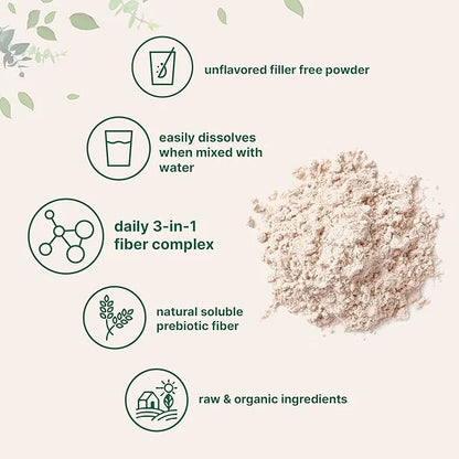 Organic Soluble Prebiotics Fiber Supplement (Inulin, 2 Pounds, 3 in 1 Fiber