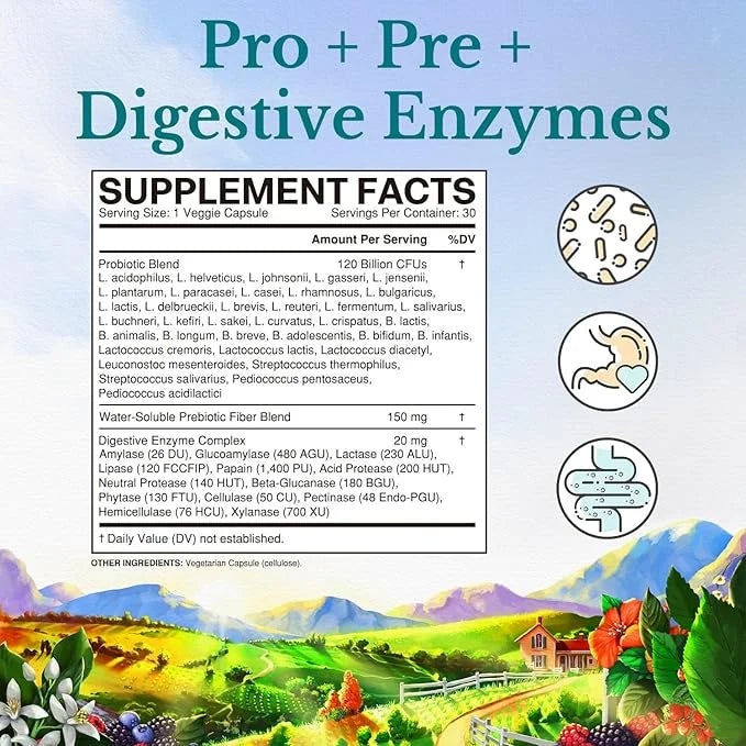 VITALITOWN Probiotics 120 Billion CFUs 36 Strains, 30 Delayed