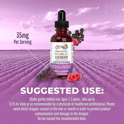 MaryRuth Organics Toddler Elderberry Syrup, USDA 1-3 Years, 1 Fl