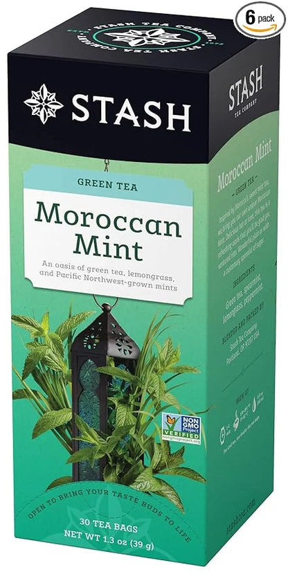 Stash Tea Moroccan Mint Green Tea - Caffeinated, Non-GMO Project Verified Premium Tea with No Artificial Ingredients, 30 C...