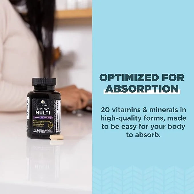 Ancient Nutrition Multivitamin for Women, Ancient 40+ Once K2, Folate 30ct