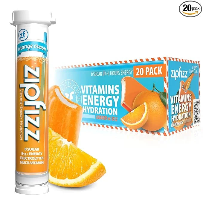 Zipfizz Daily Energy Drink Powder, Orange Cream, 20 Pack | 3-in-1 Sustained Energy, Rapid Hydration, and Essential Vitamin...