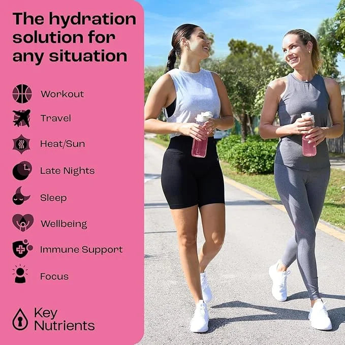 KEY NUTRIENTS Multivitamin Electrolytes Powder No Sugar - Fresh Pink Lemonade Electrolyte Powder - Endurance & Energy Supp...