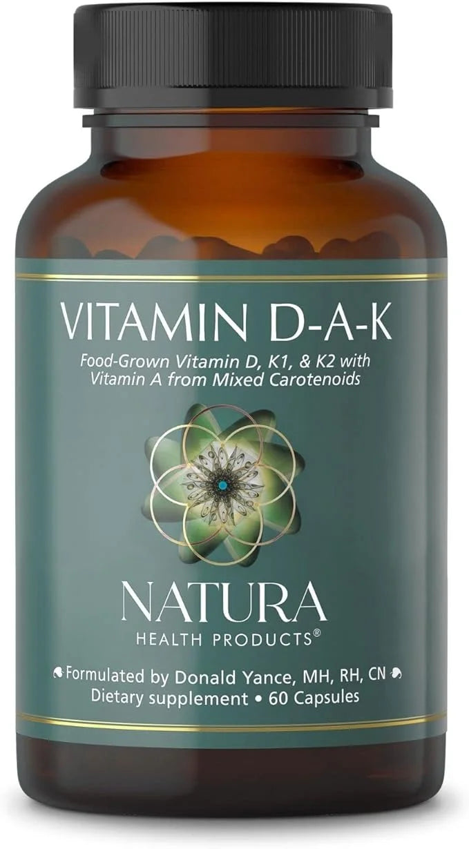 Natura Health Products Vitamin D-A-K Supplement D3 5000 5000 IU, K2 50 50 mcg, K1 550 550 mcg, 1000 IU, (60 Capsules)