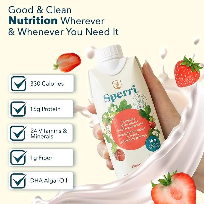 Sperri Plant-Based Meal Replacement Shake – Organic Protein Drink Made with Hemp & Pea Protein – Vegan Gluten-Free Dairy-F...